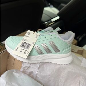 adidas Kids Mint Green Sneakers with Silver Stripes